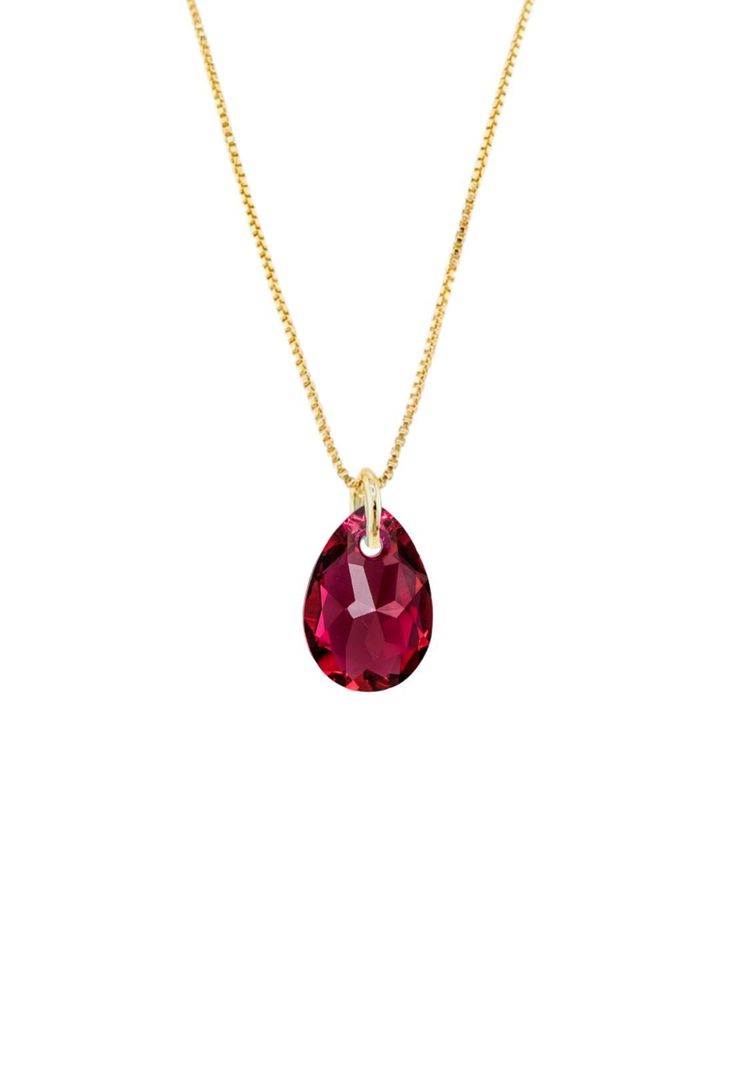 Collar Gota de Luz Baño de Oro Cristales Genuinos Scarlet-0