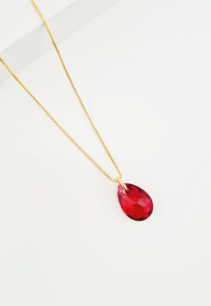 Collar Gota de Luz Baño de Oro Cristales Genuinos Scarlet-1