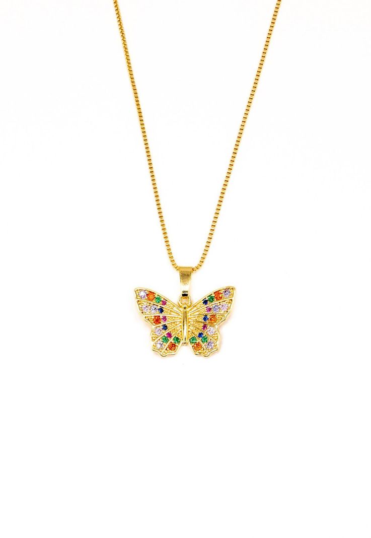 Collar Mariposa Microcircones Baño de Oro 24k-0