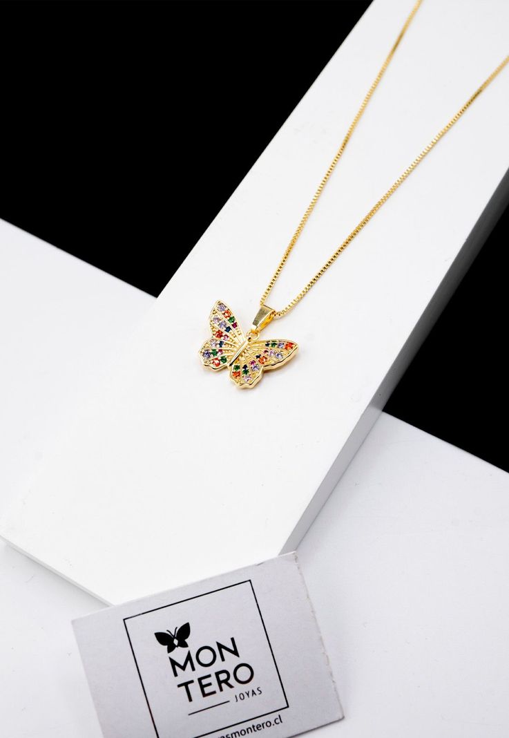 Collar Mariposa Microcircones Baño de Oro 24k-2