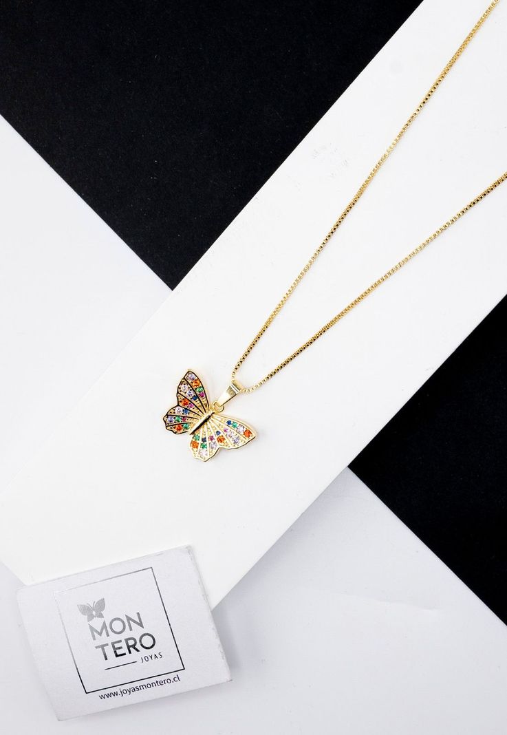 Collar Mariposa Microcircones Baño de Oro 24k-3