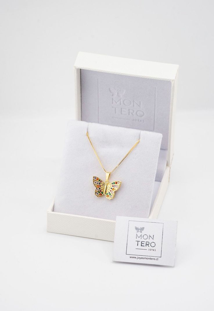 Collar Mariposa Microcircones Baño de Oro 24k-4
