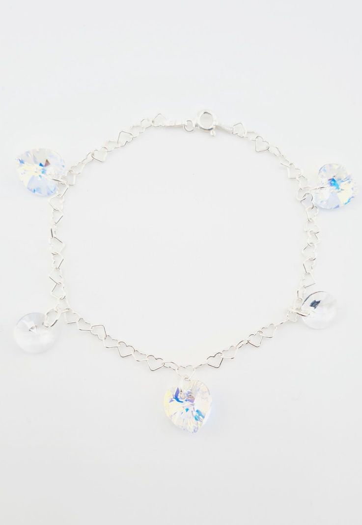 Pulsera Romance Plata italiana 925 Cristales Genuinos Aurora Boreal-1