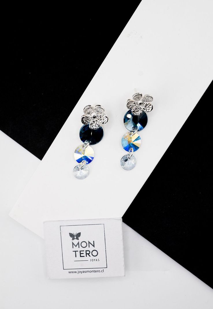 Aros Aurora Baño de Oro Blanco y Cristales Mont Blend-1