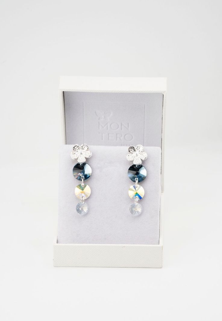 Aros Aurora Baño de Oro Blanco y Cristales Mont Blend-2