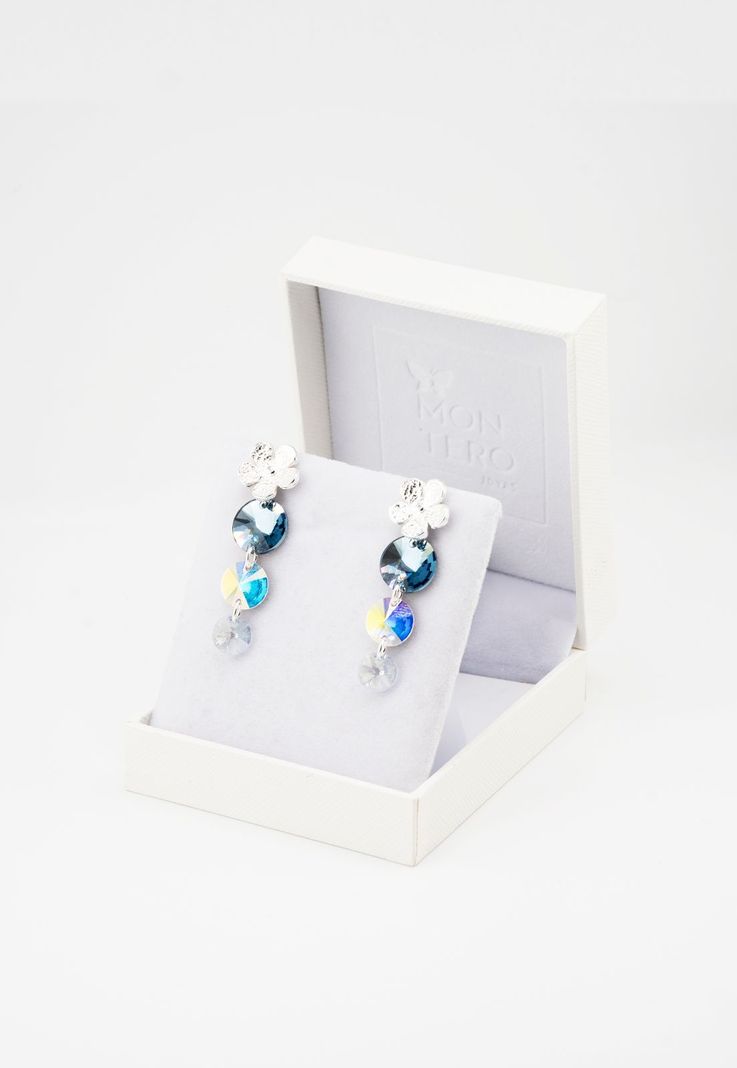 Aros Aurora Baño de Oro Blanco y Cristales Mont Blend-3