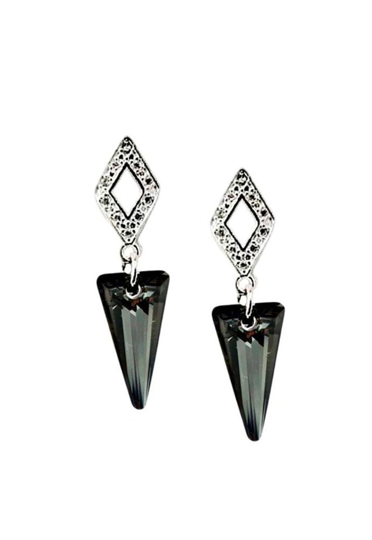 Aros Roma Baño Oro Blanco Cristal Swarovski® Silver Night