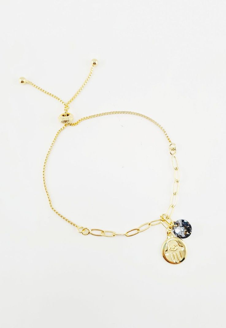 Pulsera Proteccion Gold con Cristales Genuinos Baño de Oro 24k-1