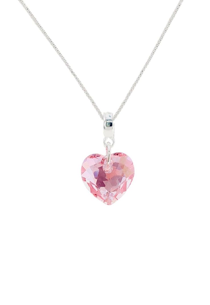 Collar Amor Baño de Oro Blanco Cristales Rose Shimmer.-0