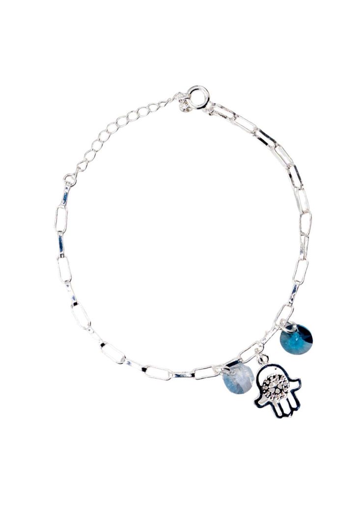 Pulsera Blue Baño de Oro Blanco y Cristales Genuinos Denim Blu-0
