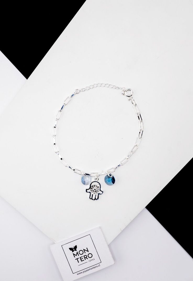 Pulsera Blue Baño de Oro Blanco y Cristales Genuinos Denim Blu-1