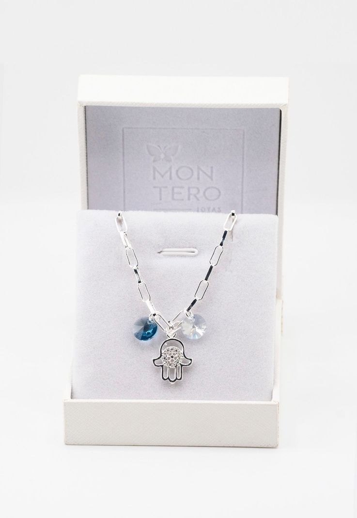 Pulsera Blue Baño de Oro Blanco y Cristales Genuinos Denim Blu-3