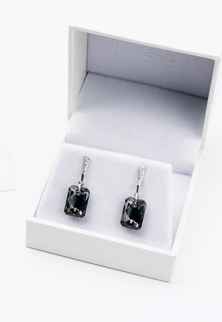 Aros Estefania Cristales Genuinos Silver Night-2