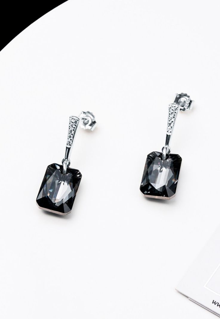Aros Estefania Cristales Genuinos Silver Night-1