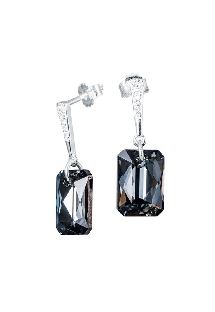 Aros Estefania Cristales Genuinos Silver Night-0