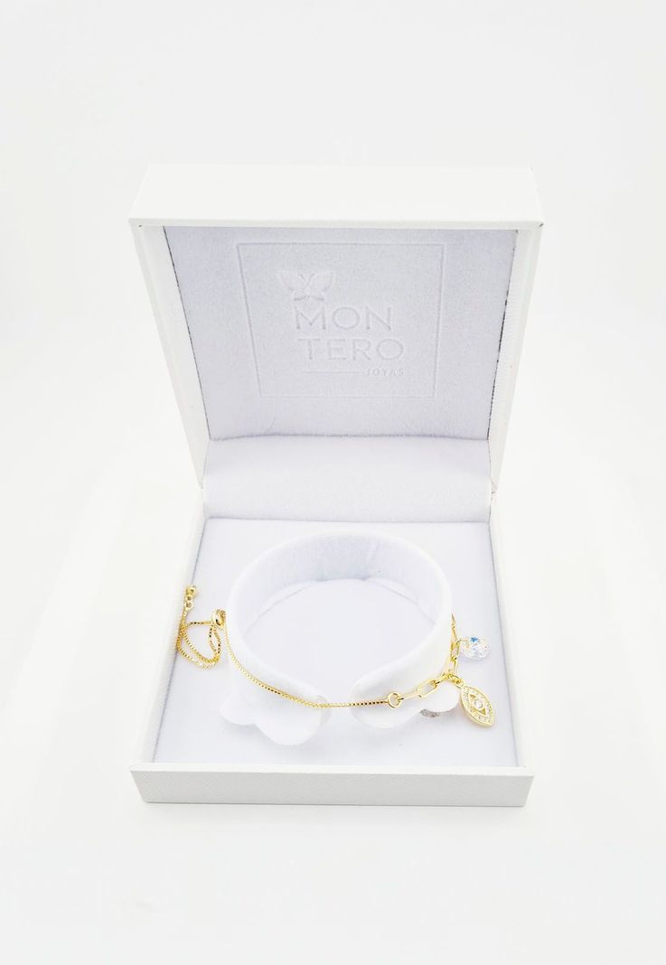 Pulsera Fortuna Gold Microcircones y Cristales Genuinos Baño de Oro 24k-2