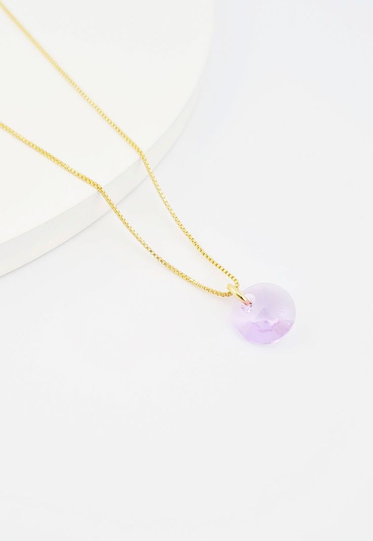 Collar Punto de Luz Gold Cristales Genuinos Violeta-2