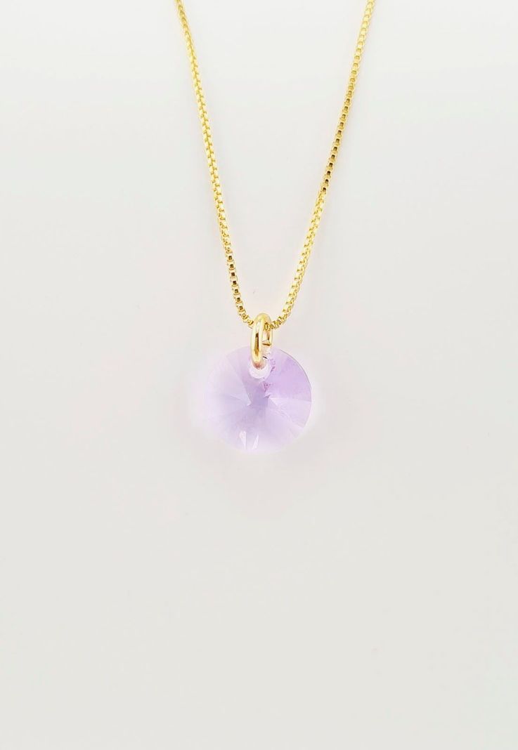 Collar Punto de Luz Gold Cristales Genuinos Violeta-3
