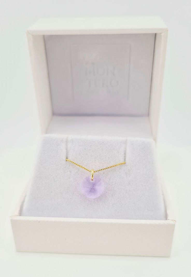 Collar Punto de Luz Gold Cristales Genuinos Violeta-1