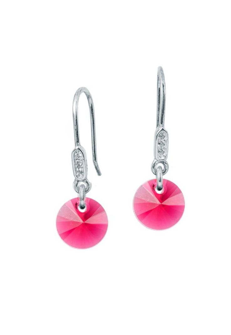 Aros Punto De Luz Circón Plata 925 Cristal Swarovski® Scarlet