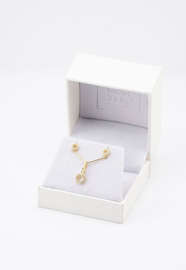 Conjunto Corona Gold con Microcircones Baño de Oro 24k-3