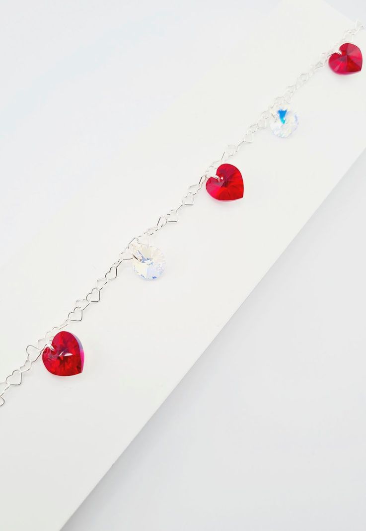 Pulsera Romance Plata italiana 925 Cristales Genuinos Siam Shimmer-3