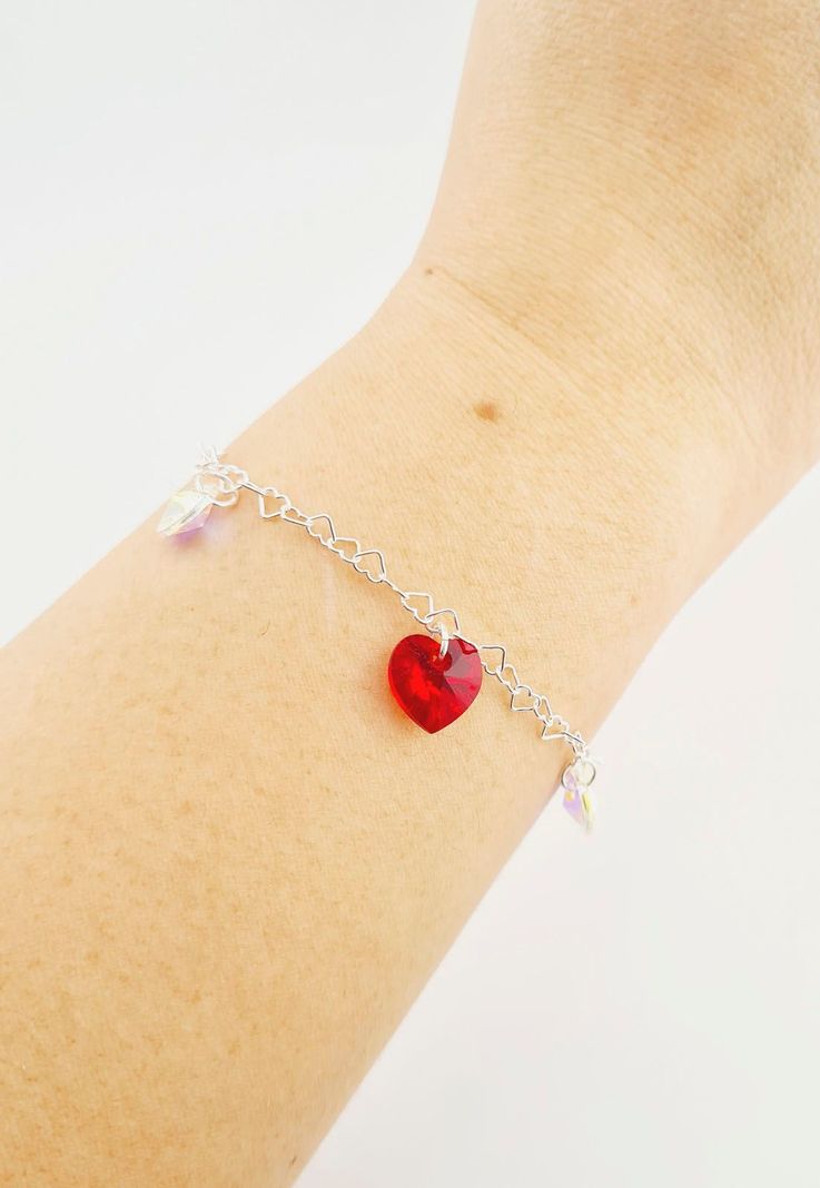 Pulsera Romance Plata italiana 925 Cristales Genuinos Siam Shimmer-4