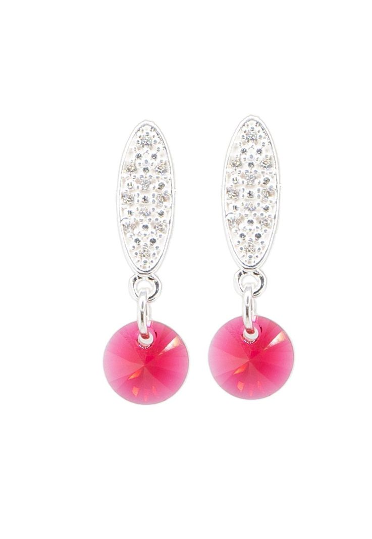 Aros Punto de Luz Baño de Oro Blanco Cristales Siam Shimmer.-0