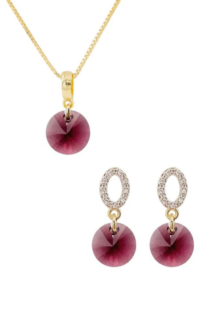 Conjunto Madrid Gold 24K Cristal Swarovski® Amethyst