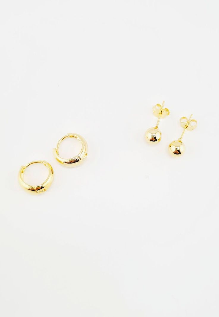 Pack Aros de Plata Con Baño de Oro 24k Niza-2