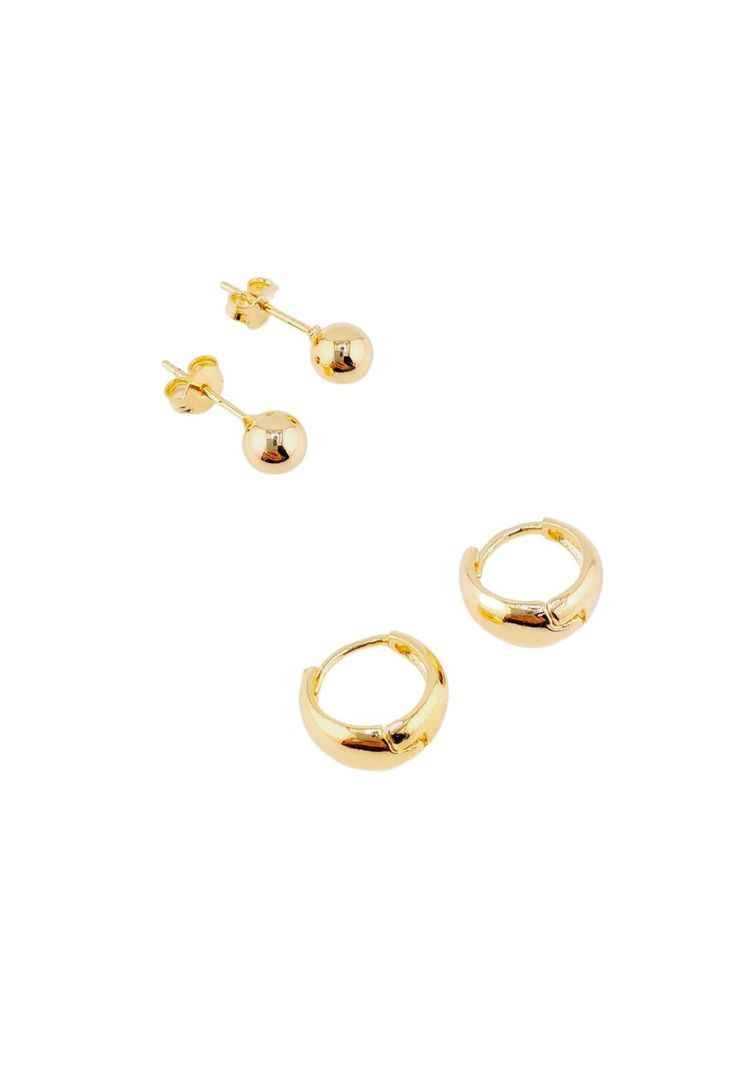 Pack Aros de Plata Con Baño de Oro 24k Niza-1