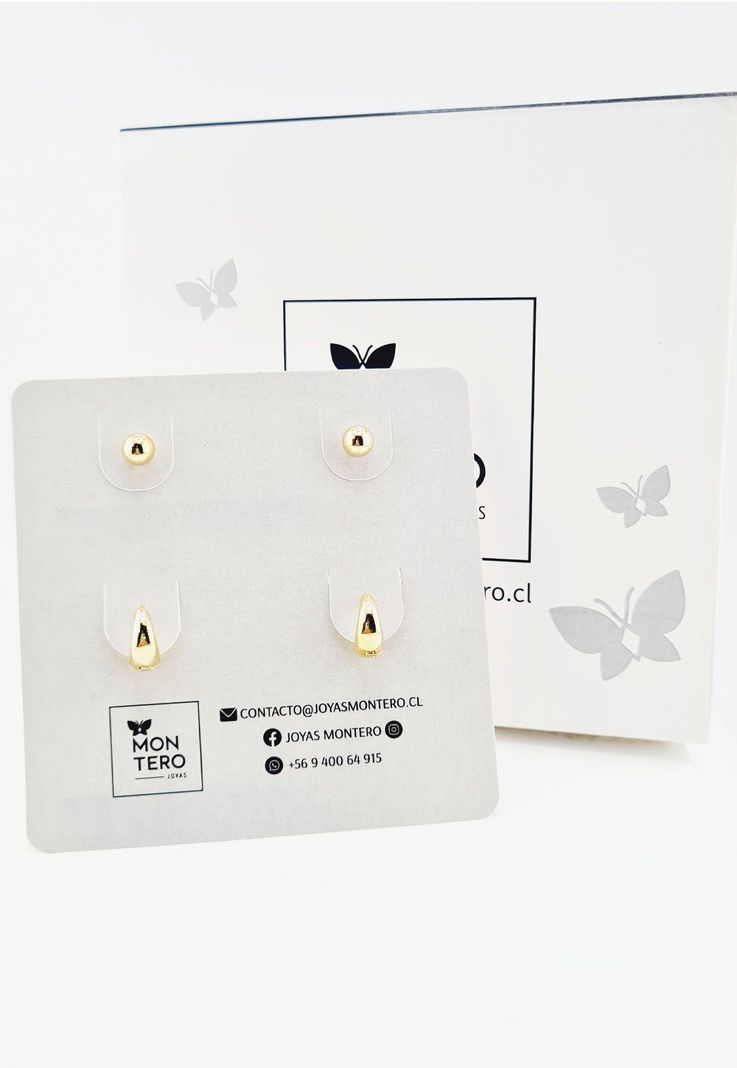 Pack Aros de Plata Con Baño de Oro 24k Niza-6