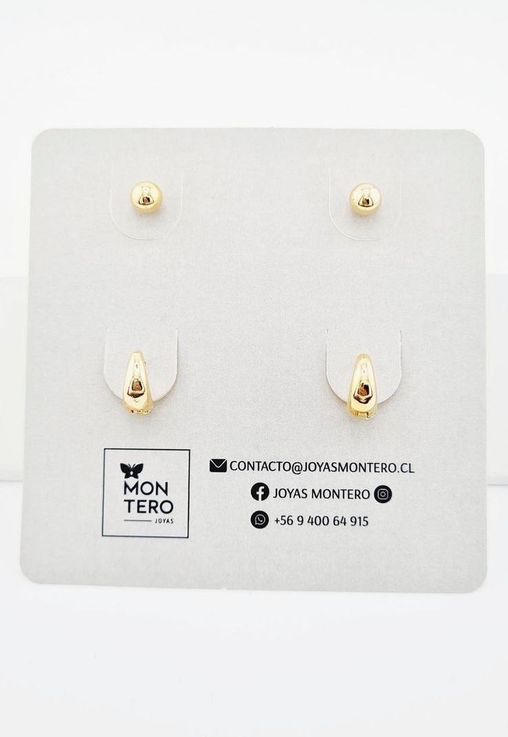 Pack Aros de Plata Con Baño de Oro 24k Niza-5