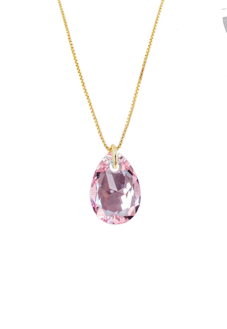 Collar Gota de Luz Gold Cristales Genuinos Light Rose-0