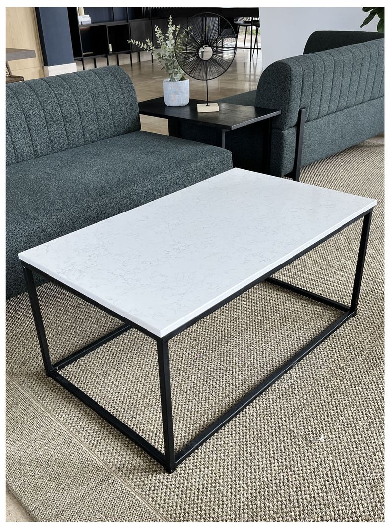 Mesa de Centro Cuarzo Blanco Carrara 100x60 cm-2