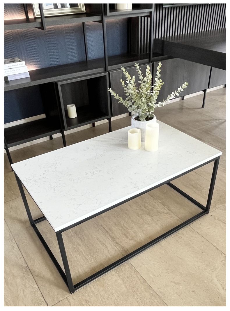 Mesa de Centro Cuarzo Blanco Carrara 100x60 cm-3