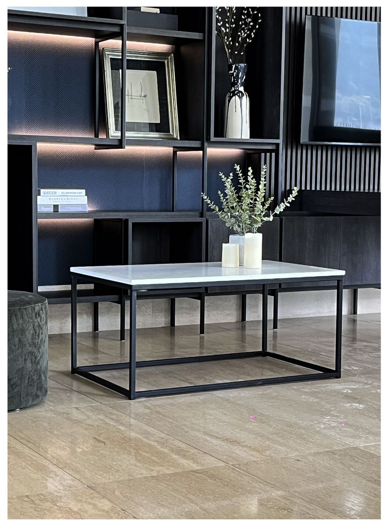 Mesa de Centro Cuarzo Blanco Carrara 100x60 cm-4