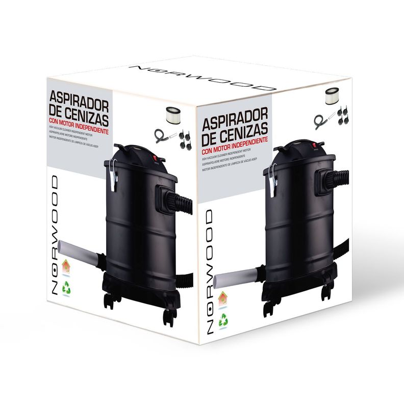 ASPIRADOR DE CENIZAS NORWOOD CON MOTOR 1000 W, Y MANGUERA RECUBIERTA EN METAL -1