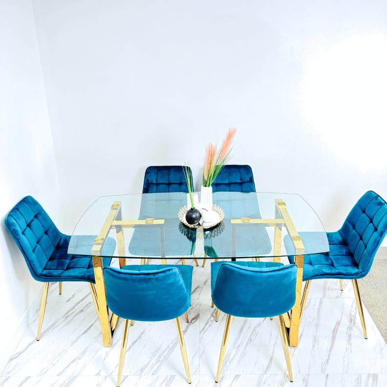 Mesa de comedor para 6 personas de vidrio templado (Mgrmuebles)-5