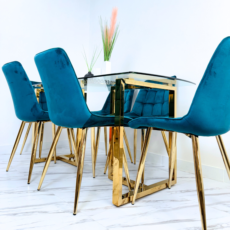 Mesa de comedor para 6 personas de vidrio templado (Mgrmuebles)-6