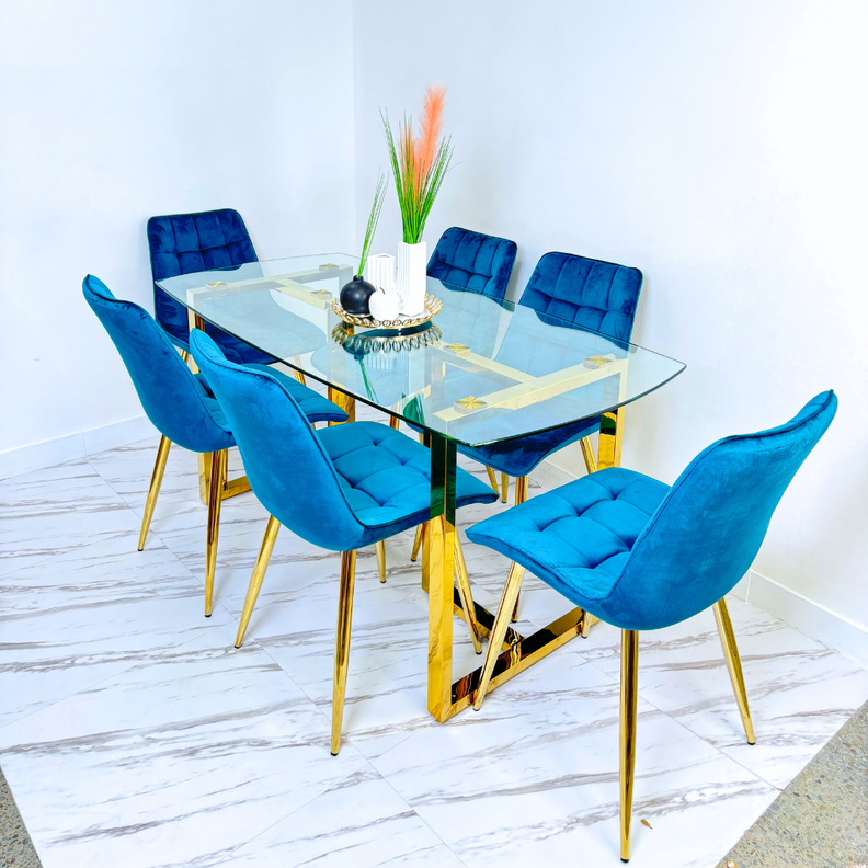 Mesa de comedor para 6 personas de vidrio templado (Mgrmuebles)-7