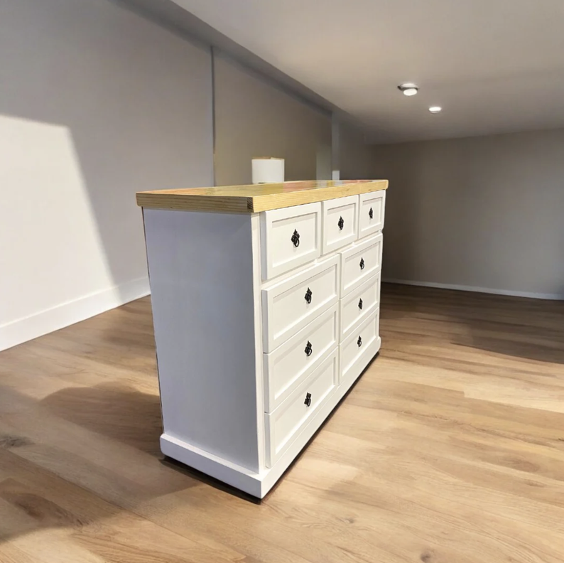COMODA DE MADERA 9 CAJONES BLANCA NATURAL BASIC-2