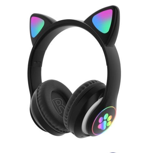 Audífonos Inalámbricos Diseño de Gato y Efectos de Luz NEGRO-0