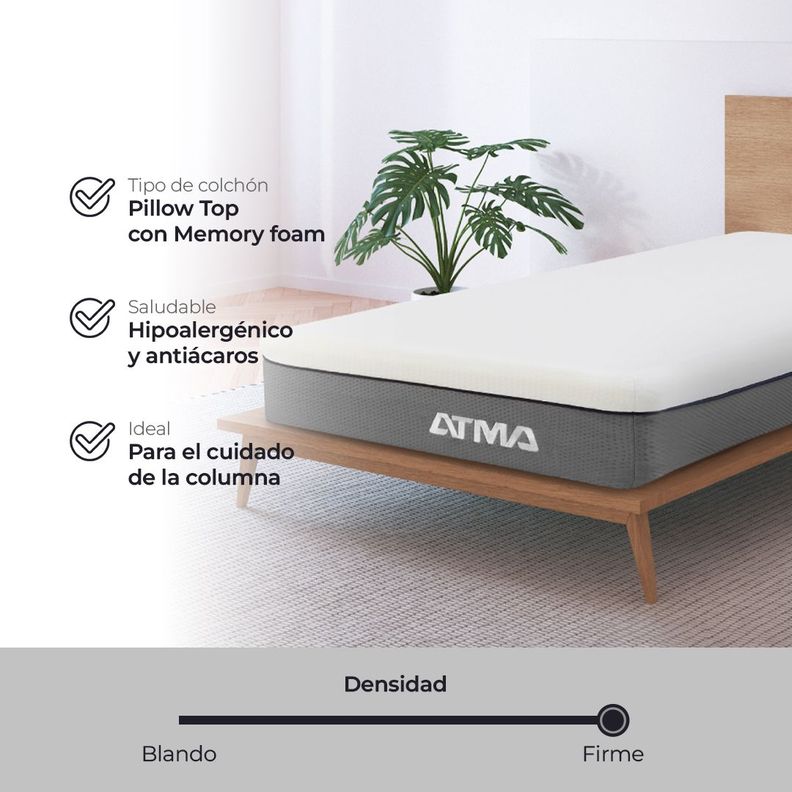 Colchon De Espuma Atma Smooth Top 1 Plaza 90x190x29 Cm-1
