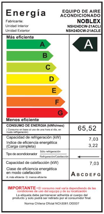 Aire Acondicionado Noblex Split Frío Calor 24000btu Blanco-4