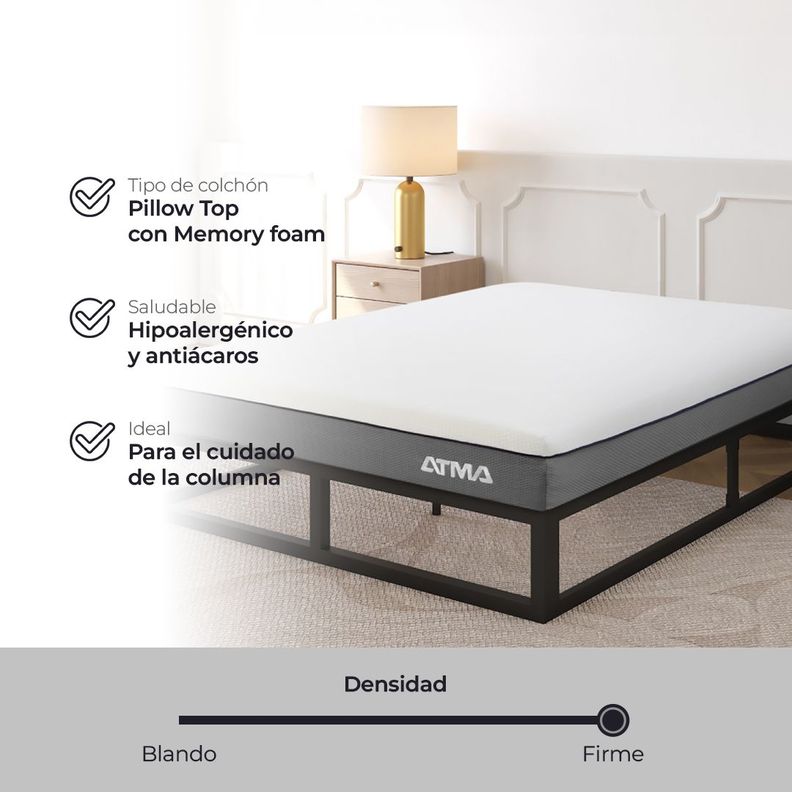Atma Colchón Smooth Top 2 Plazas 29 Cm Ortopédico Blanco-1
