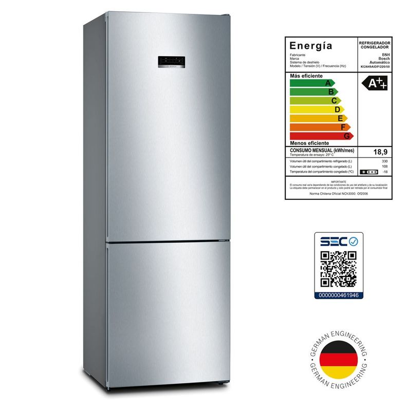 Refrigerador Freezer No Frost Bosch Serie 4 KGN49XIEA 435L-8