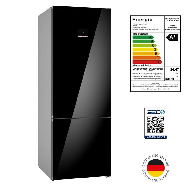 Refrigerador Bottom Freezer No Frost Bosch KGN56LBE0N 505L-9
