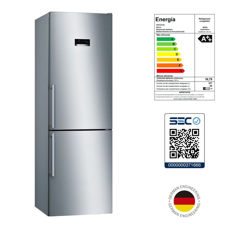 Refrigerador Bottom Freezer No Frost Bosch KGN36XLER 324L-5