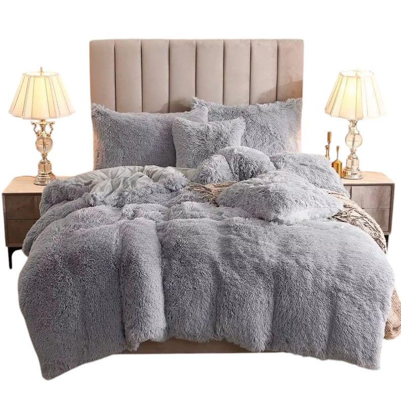 cubrecama de invierno con chiporro peludo 2 plazas -1